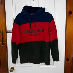 Young and Reckless size medium red, blue, green pullover  hoodie